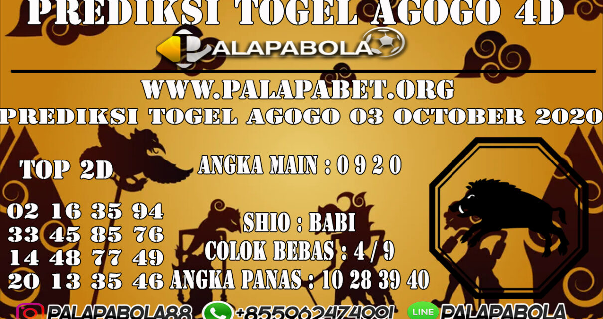 Prediksi Togel Agogo 4D 03 OCTOBER 2020