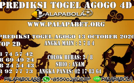 Prediksi Togel Agogo 4D 13 OCTOBER 2020