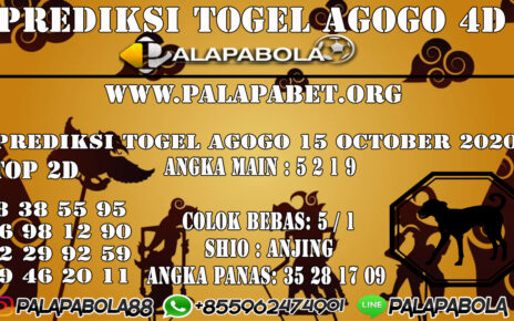 Prediksi Togel Agogo 4D 15 OCTOBER 2020