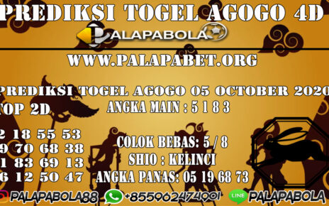 Prediksi Togel Agogo 4D 05 OCTOBER 2020