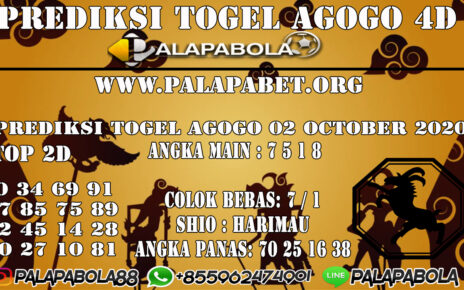 Prediksi Togel Agogo4D 02 OCTOBER 2020