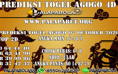 Prediksi Togel Agogo 4D 07 OCTOBER 2020